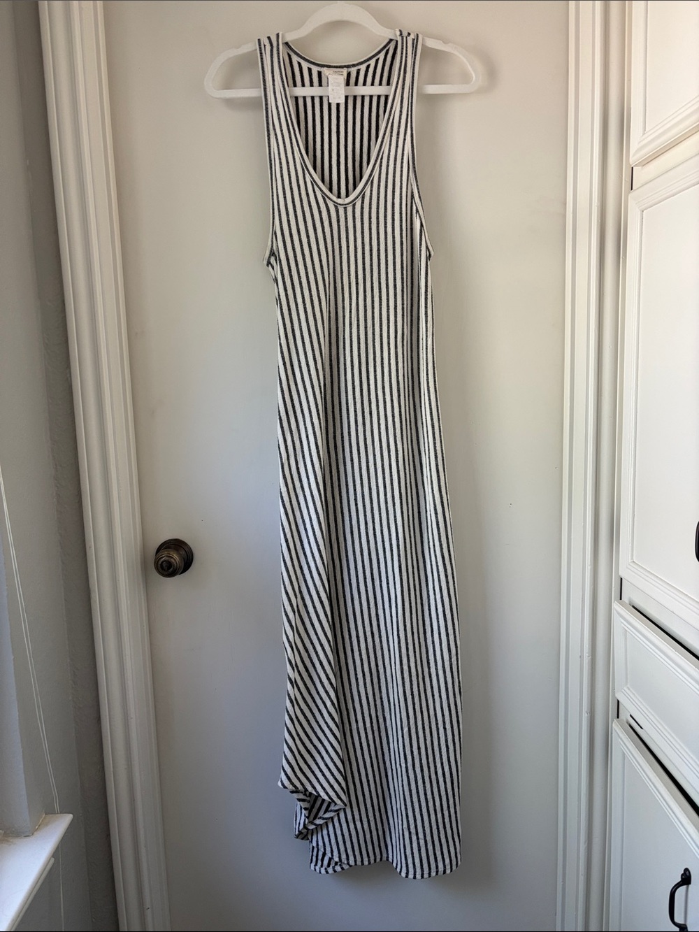 Caution To The Wind Black & White Striped Sleeveless Maxi Dress